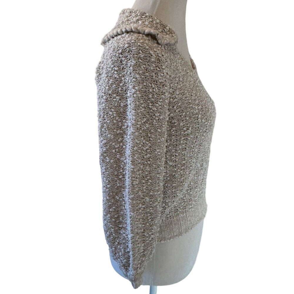 Vintage Pallas Womens XS Hand Loomed Irish Linen Sweater Beige Nubby - Picture 4 of 11